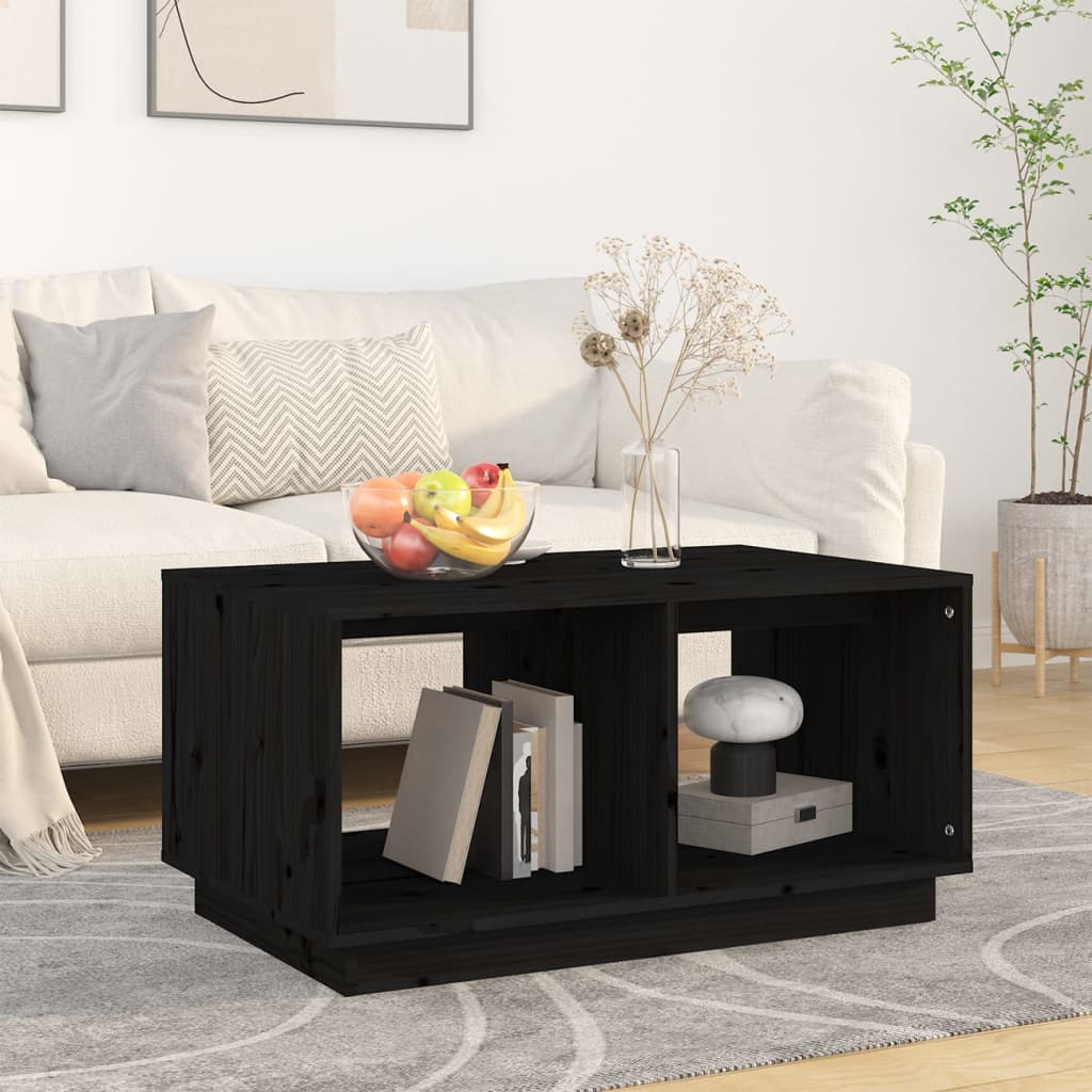 Konferenční Stolek Černý 80 X 50 X 40 Cm Masivní Borové Dřevo