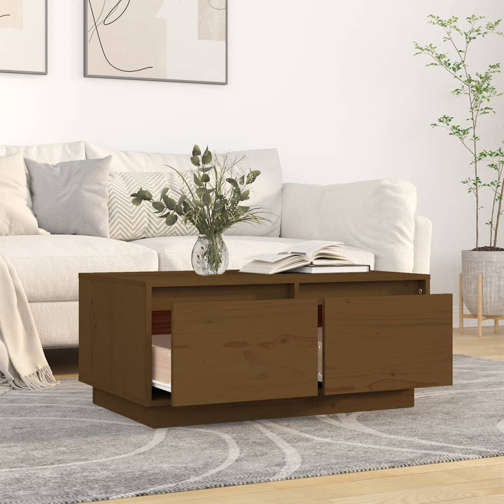 Konferenční Stolek Medově Hnědý 80X50X35 Cm Masivní Borovice