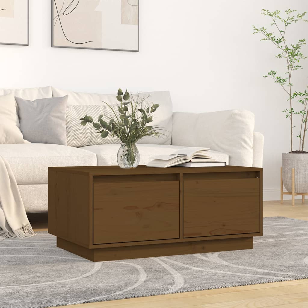 Konferenční Stolek Medově Hnědý 80X50X35 Cm Masivní Borovice