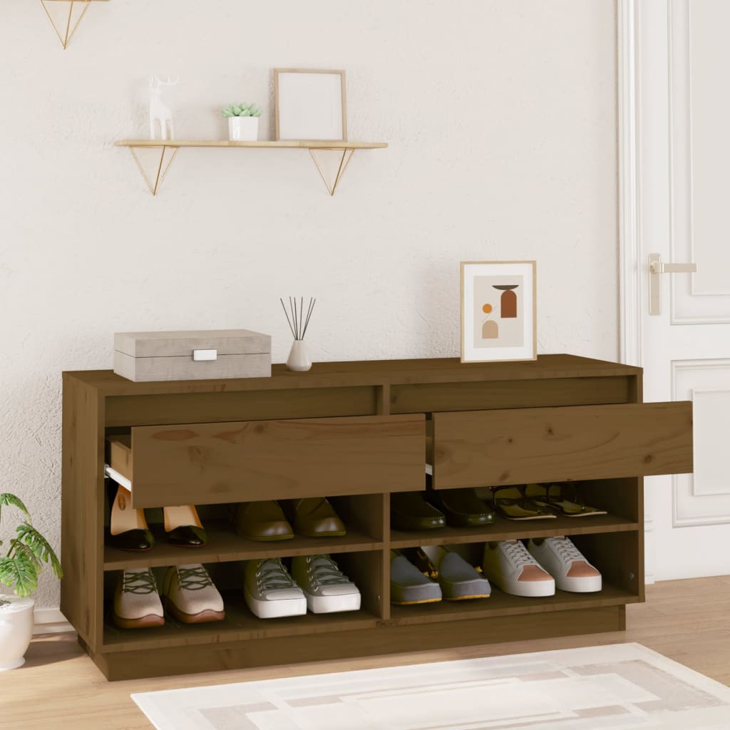 Botník Medově Hnědý 110X34X52 Cm Masivní Borové Dřevo