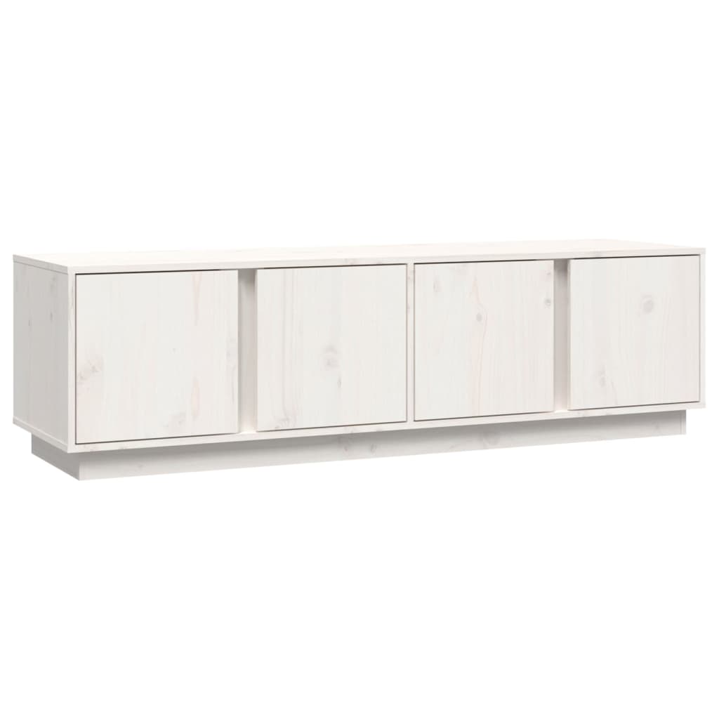 Tv Skříňka Bílá 140 X 40 X 40 Cm Masivní Borové Dřevo