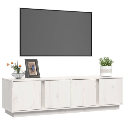 Tv Skříňka Bílá 140 X 40 X 40 Cm Masivní Borové Dřevo