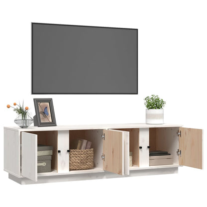 Tv Skříňka Bílá 140 X 40 X 40 Cm Masivní Borové Dřevo