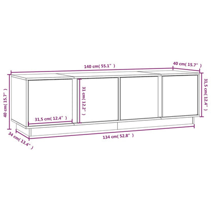 Tv Skříňka Bílá 140 X 40 X 40 Cm Masivní Borové Dřevo