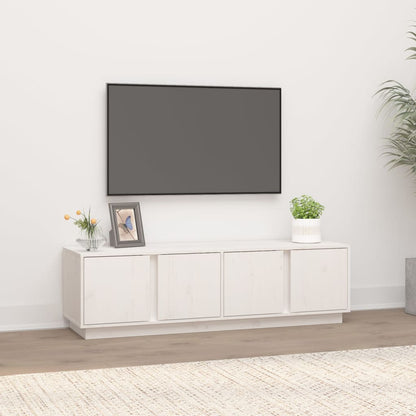 Tv Skříňka Bílá 140 X 40 X 40 Cm Masivní Borové Dřevo