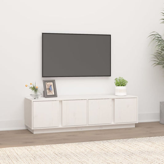 Tv Skříňka Bílá 140 X 40 X 40 Cm Masivní Borové Dřevo