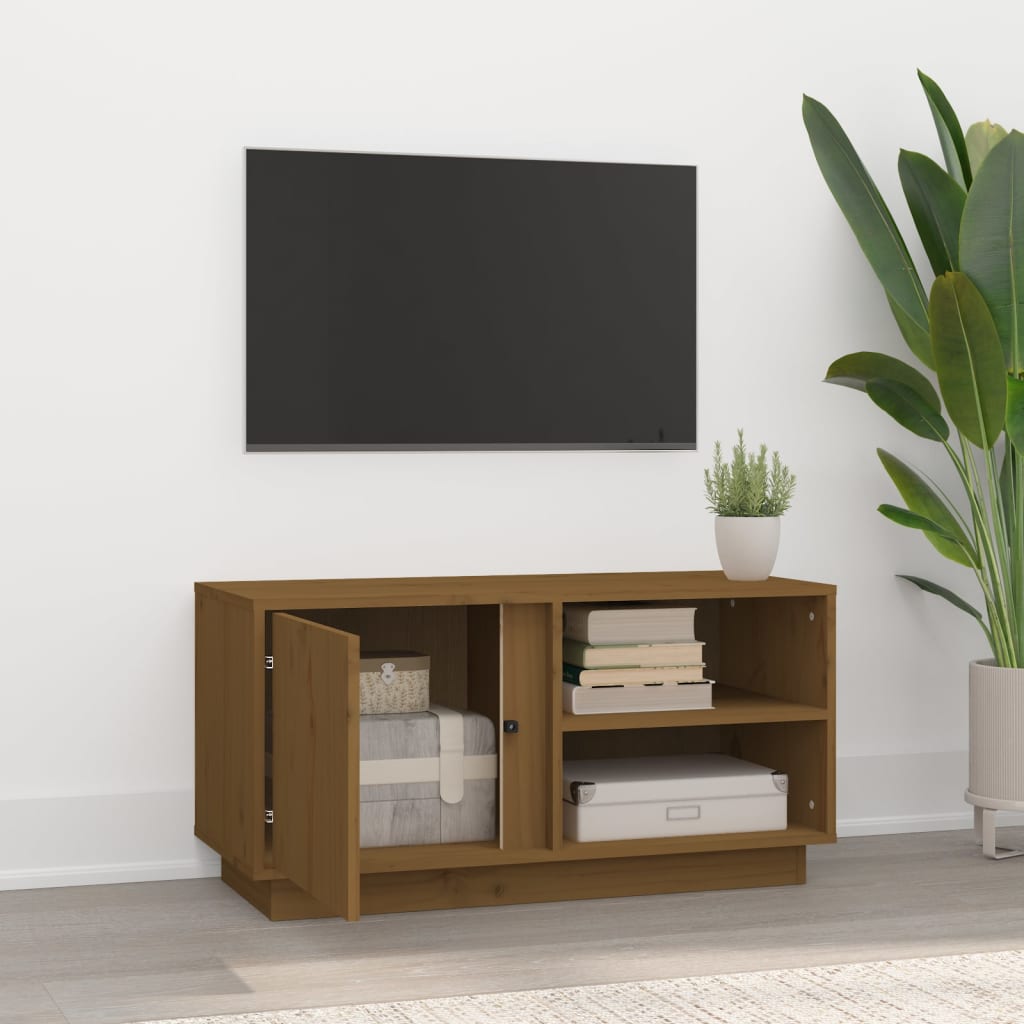 Tv Skříňka Medově Hnědá 80X35X40,5 Cm Masivní Borové Dřevo