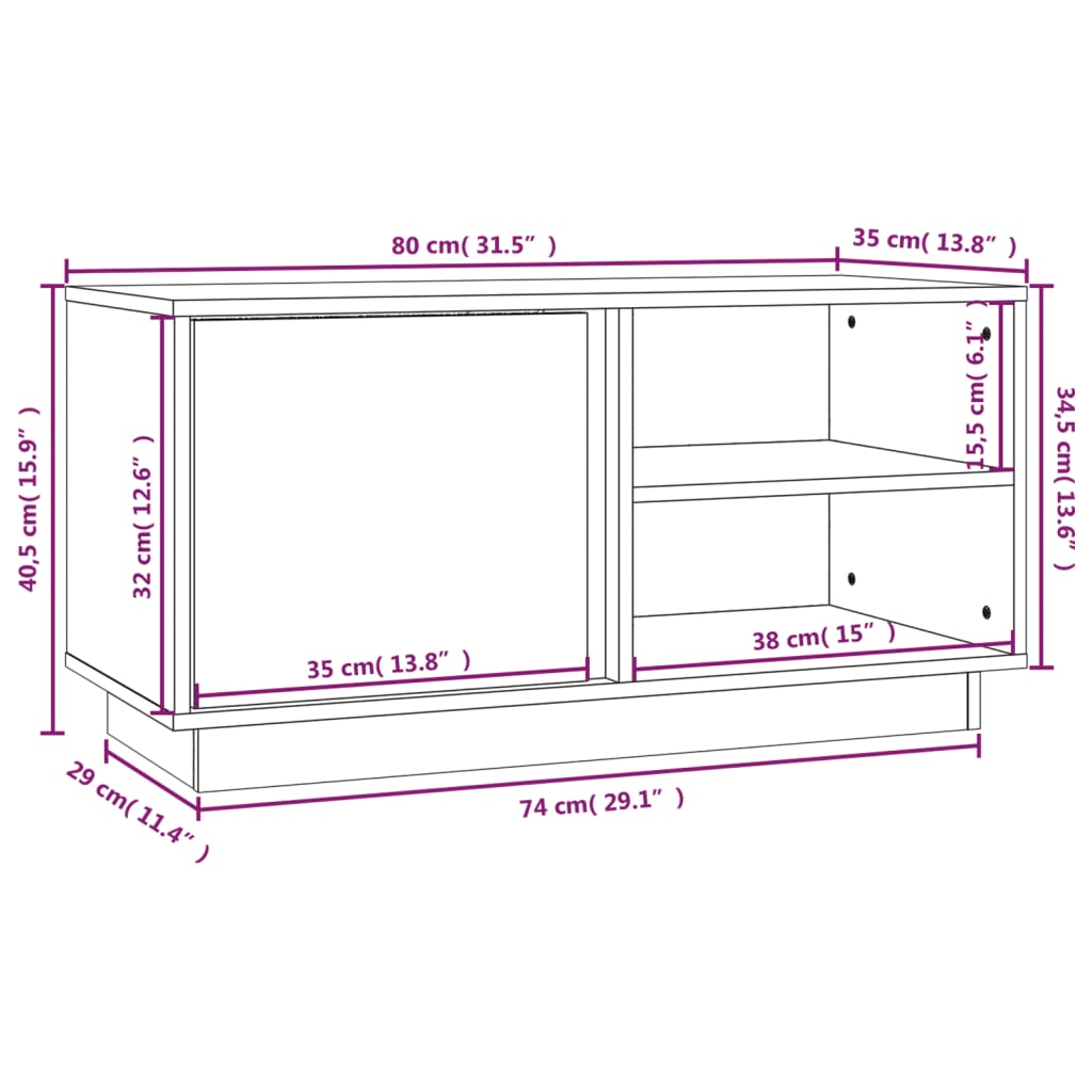 Tv Skříňka Medově Hnědá 80X35X40,5 Cm Masivní Borové Dřevo