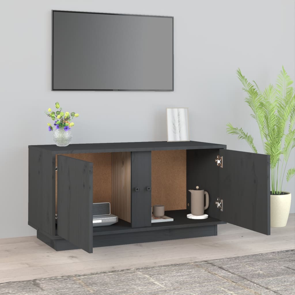 Tv Skříňka Šedá 80 X 35 X 40,5 Cm Masivní Borové Dřevo