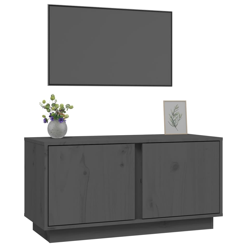 Tv Skříňka Šedá 80 X 35 X 40,5 Cm Masivní Borové Dřevo