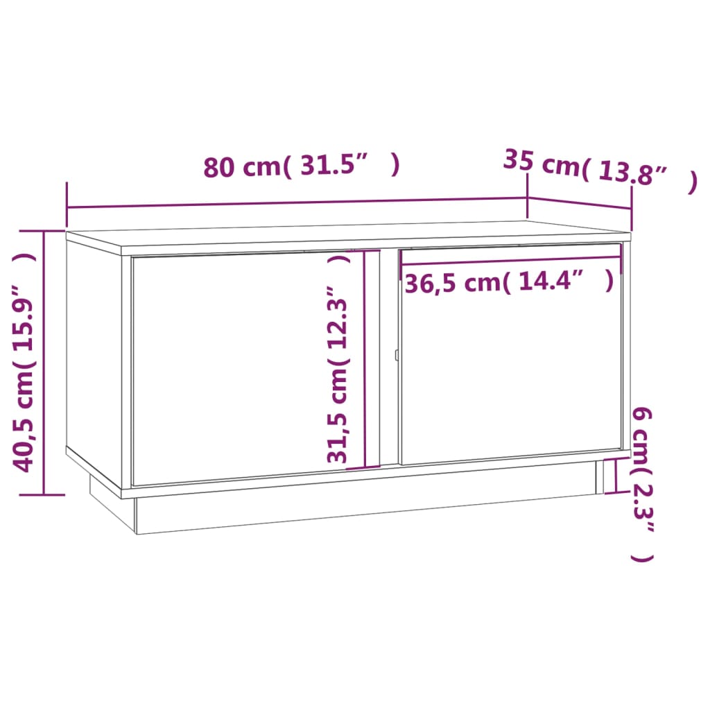 Tv Skříňka Šedá 80 X 35 X 40,5 Cm Masivní Borové Dřevo