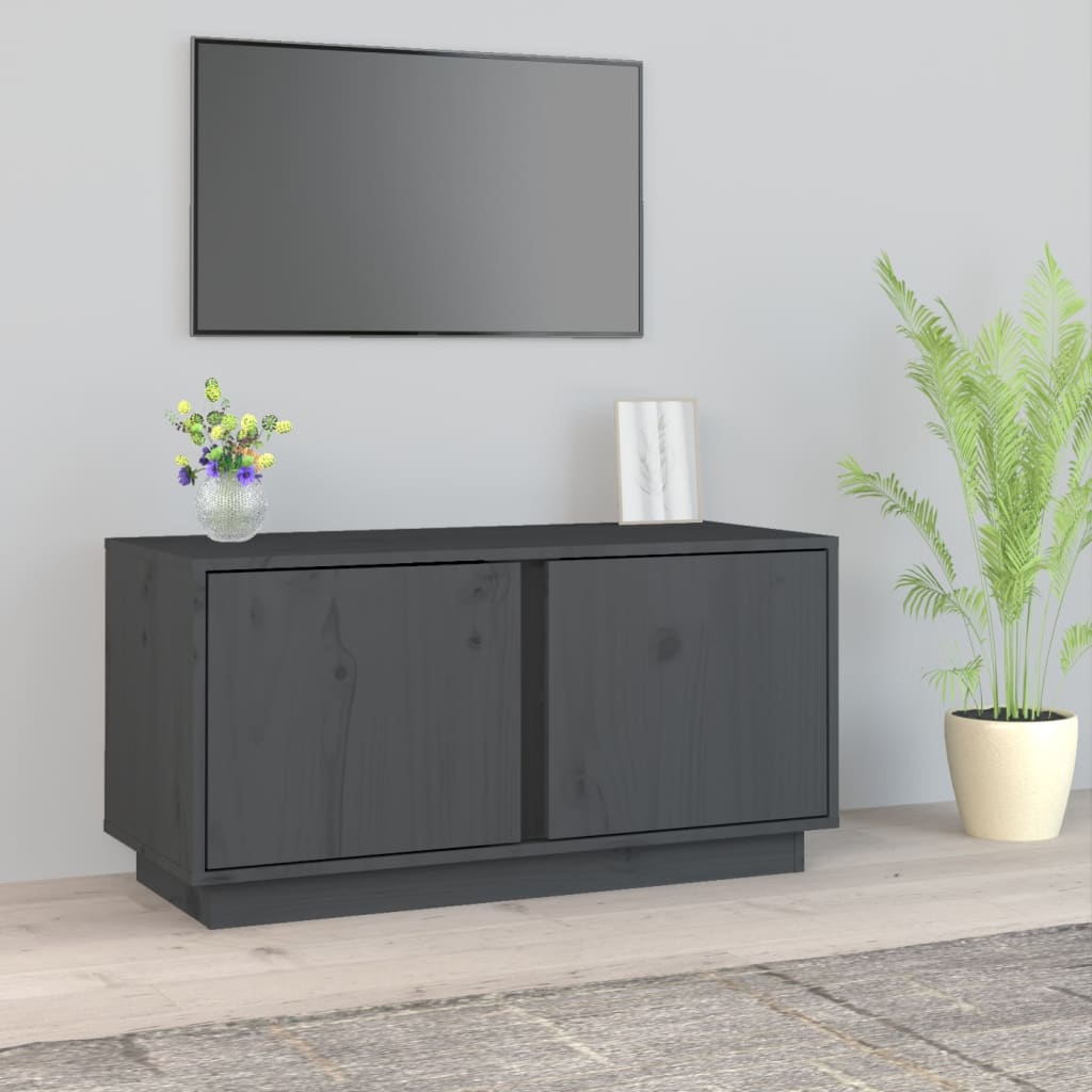 Tv Skříňka Šedá 80 X 35 X 40,5 Cm Masivní Borové Dřevo