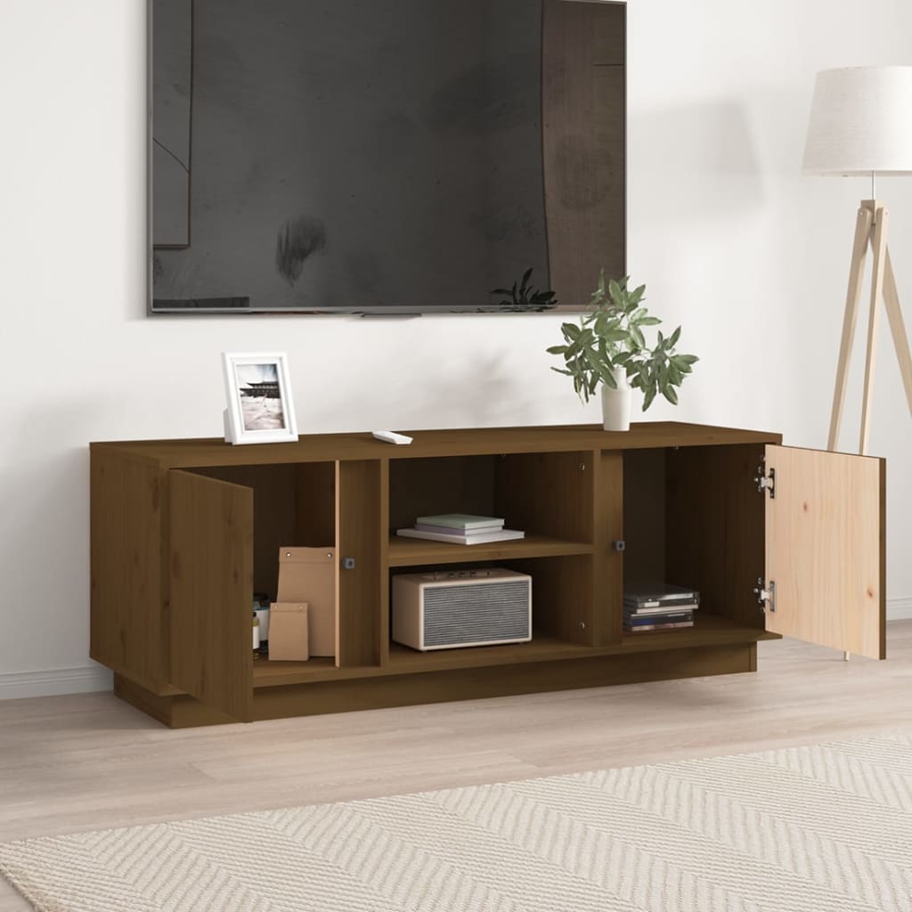 Tv Skříňka Medově Hnědá 110X35X40,5 Cm Masivní Borové Dřevo