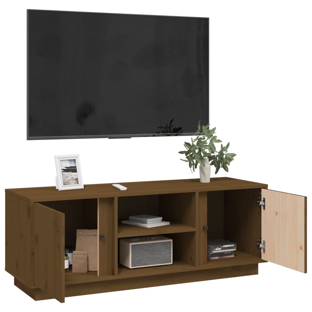 Tv Skříňka Medově Hnědá 110X35X40,5 Cm Masivní Borové Dřevo