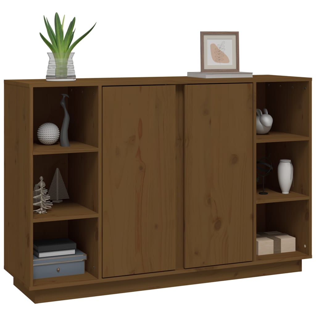 Příborník Medově Hnědý 120X35X80 Cm Masivní Borové Dřevo