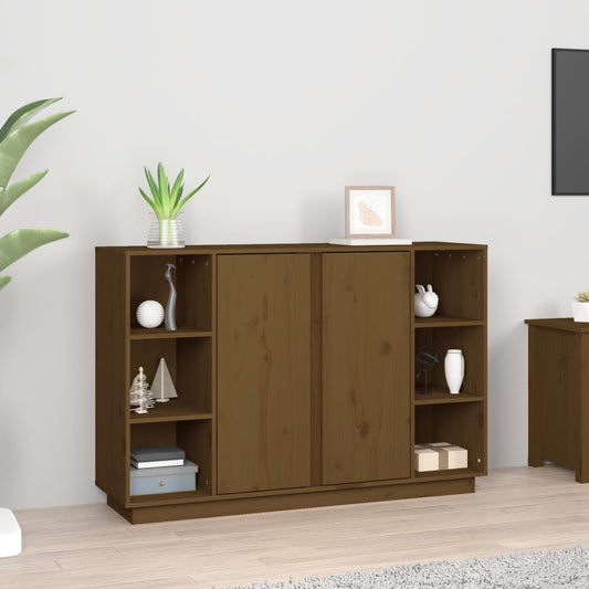 Příborník Medově Hnědý 120X35X80 Cm Masivní Borové Dřevo