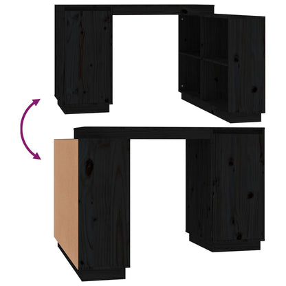 Psací Stůl Černý 110 X 50 X 75 Cm Masivní Borové Dřevo