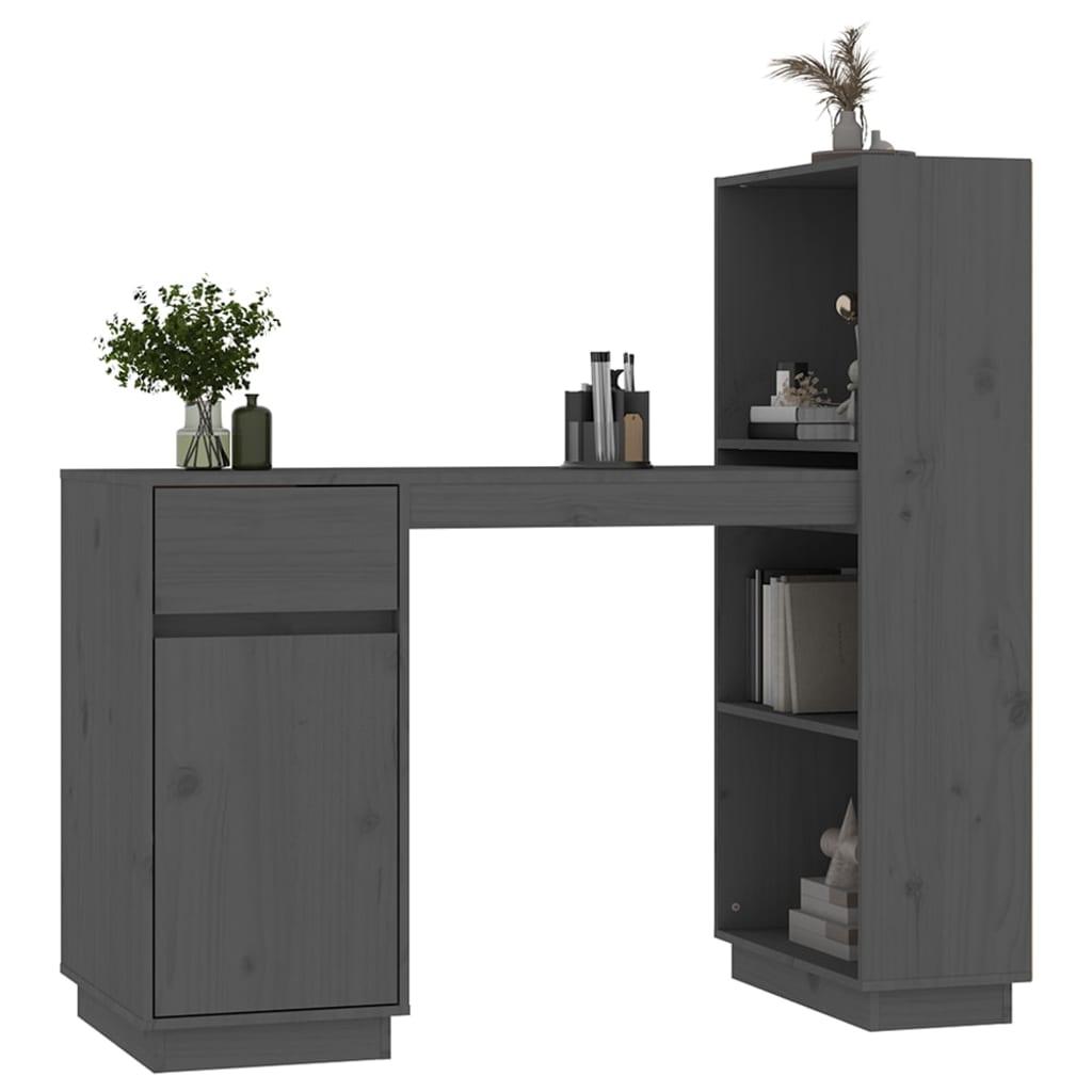 Psací Stůl Šedý 110X53X117 Cm Masivní Borové Dřevo
