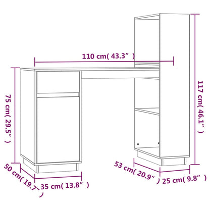 Psací Stůl Šedý 110X53X117 Cm Masivní Borové Dřevo