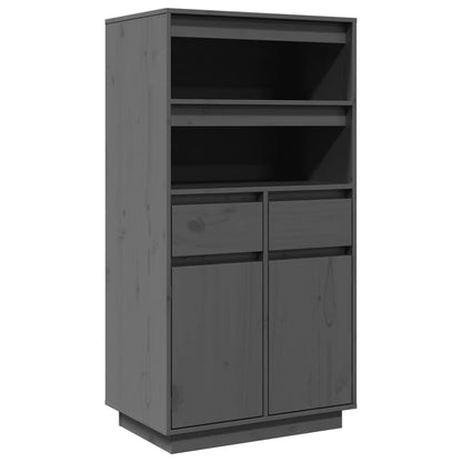 Skříň Highboard Šedá 60 X 40 X 116,5 Cm Masivní Borové Dřevo