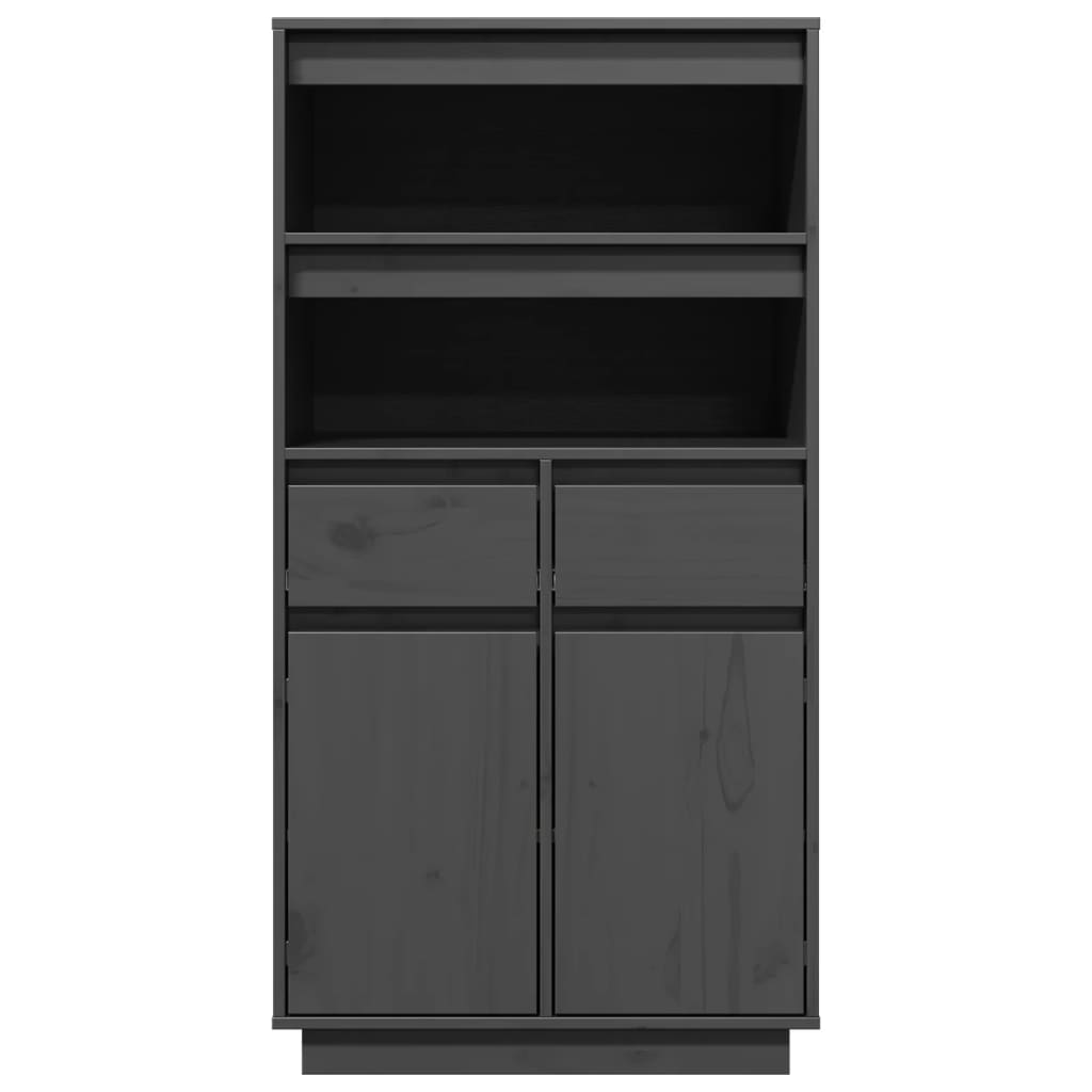 Skříň Highboard Šedá 60 X 40 X 116,5 Cm Masivní Borové Dřevo