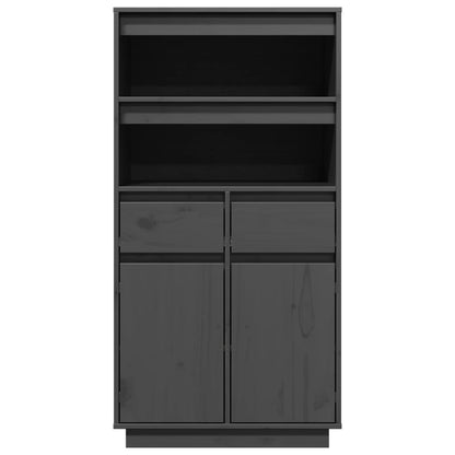 Skříň Highboard Šedá 60 X 40 X 116,5 Cm Masivní Borové Dřevo