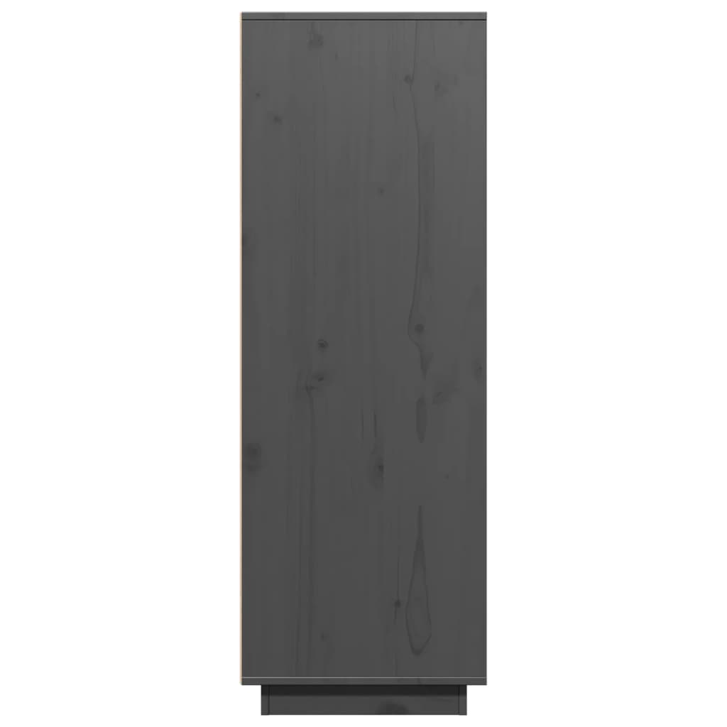 Skříň Highboard Šedá 60 X 40 X 116,5 Cm Masivní Borové Dřevo