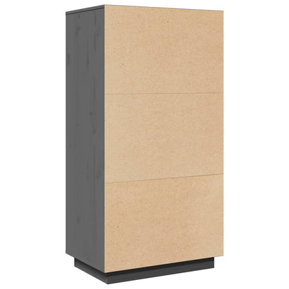 Skříň Highboard Šedá 60 X 40 X 116,5 Cm Masivní Borové Dřevo