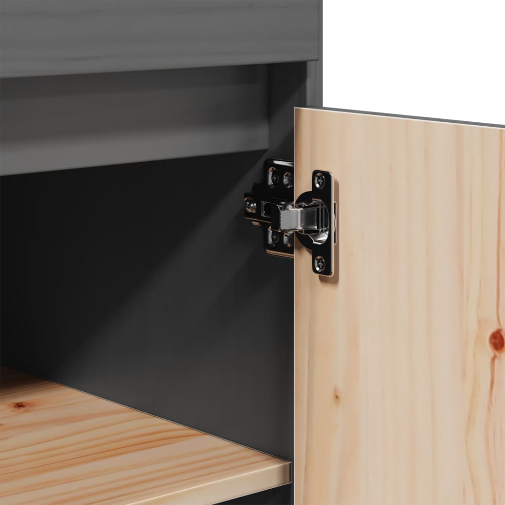Skříň Highboard Šedá 60 X 40 X 116,5 Cm Masivní Borové Dřevo