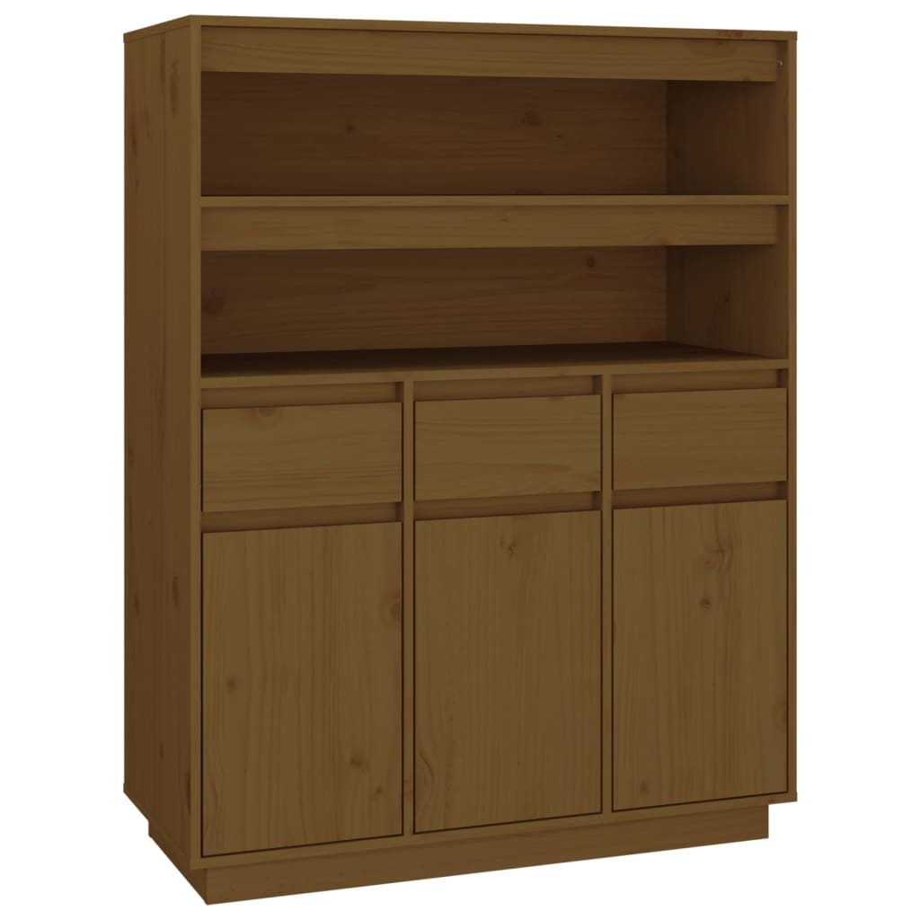 Skříň Highboard Medově Hnědá 89X40X116,5 Cm Masivní Borovice