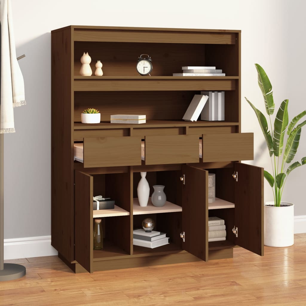 Skříň Highboard Medově Hnědá 89X40X116,5 Cm Masivní Borovice