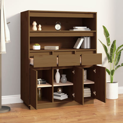 Skříň Highboard Medově Hnědá 89X40X116,5 Cm Masivní Borovice