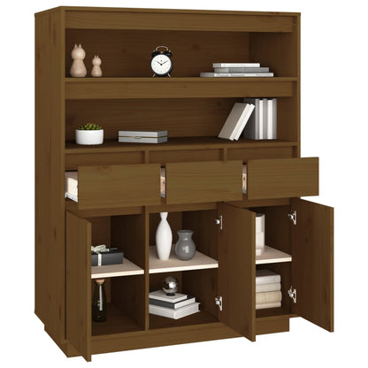 Skříň Highboard Medově Hnědá 89X40X116,5 Cm Masivní Borovice