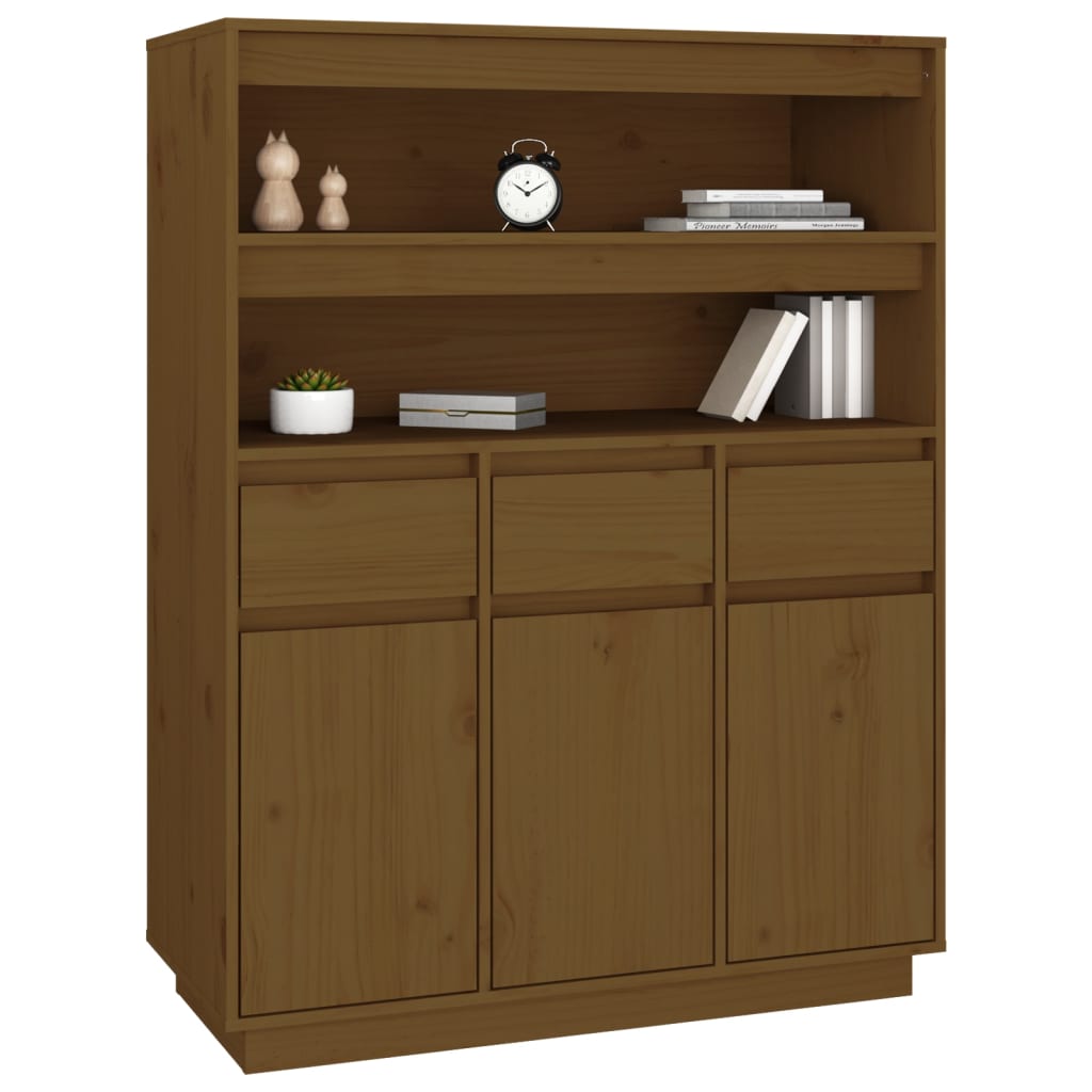 Skříň Highboard Medově Hnědá 89X40X116,5 Cm Masivní Borovice