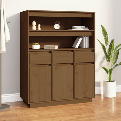 Skříň Highboard Medově Hnědá 89X40X116,5 Cm Masivní Borovice