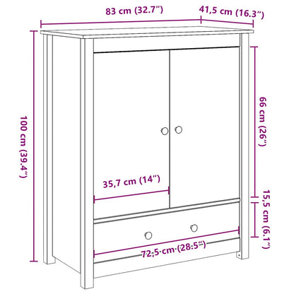 Skříň Highboard 83 X 41,5 X 100 Cm Masivní Borové Dřevo