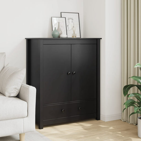 Skříň Highboard Černá 83 X 41,5 X 100 Cm Masivní Borové Dřevo