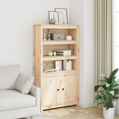 Skříň Highboard Šedá 80 X 35 X 154 Cm Masivní Borové Dřevo