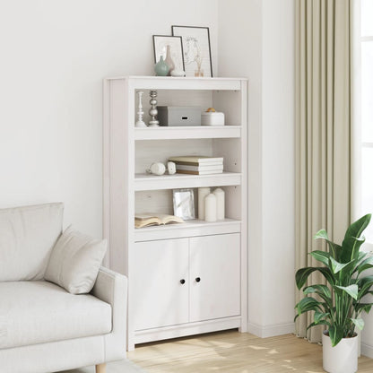 Skříň Highboard Šedá 80 X 35 X 154 Cm Masivní Borové Dřevo