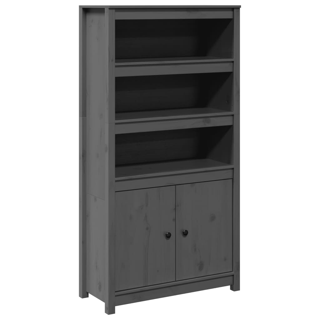 Skříň Highboard Šedá 80 X 35 X 154 Cm Masivní Borové Dřevo
