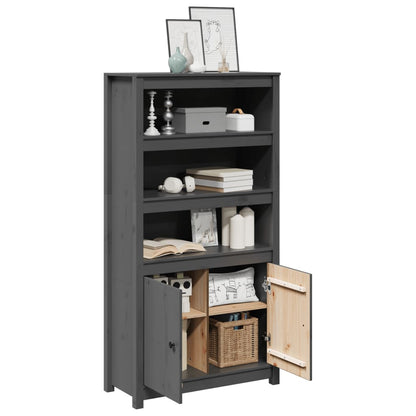 Skříň Highboard Šedá 80 X 35 X 154 Cm Masivní Borové Dřevo