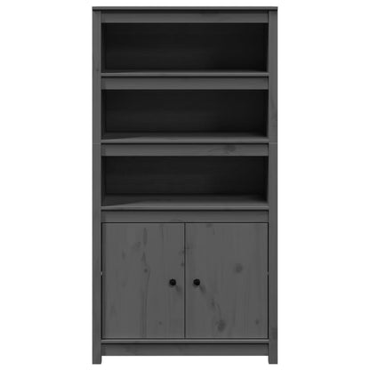 Skříň Highboard Šedá 80 X 35 X 154 Cm Masivní Borové Dřevo