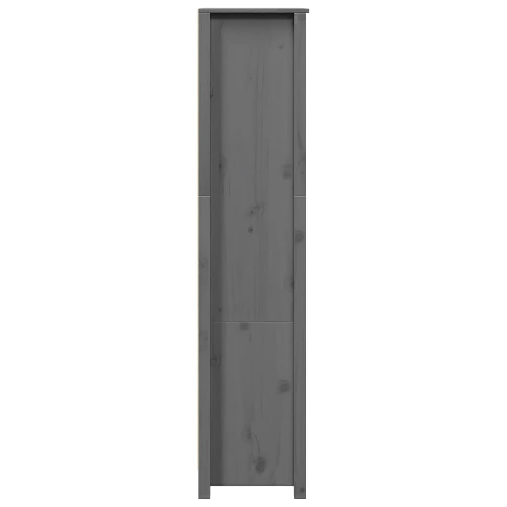 Skříň Highboard Šedá 80 X 35 X 154 Cm Masivní Borové Dřevo