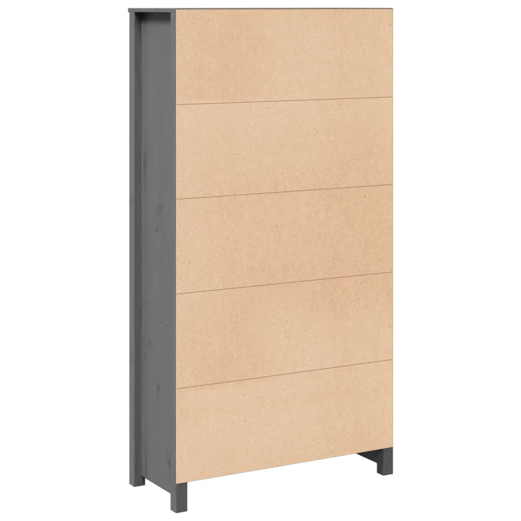 Skříň Highboard Šedá 80 X 35 X 154 Cm Masivní Borové Dřevo