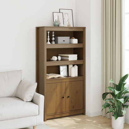 Skříň Highboard Šedá 80 X 35 X 154 Cm Masivní Borové Dřevo