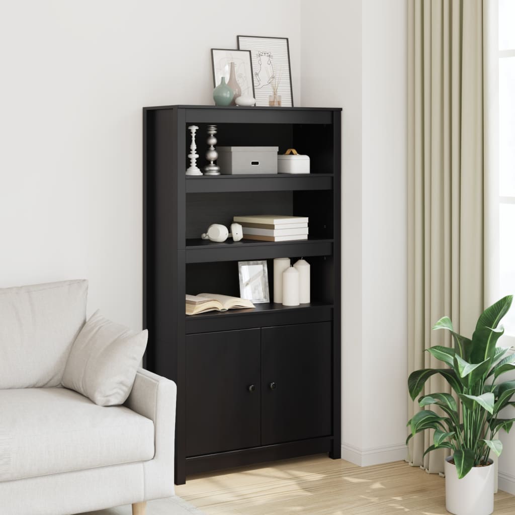 Skříň Highboard Šedá 80 X 35 X 154 Cm Masivní Borové Dřevo