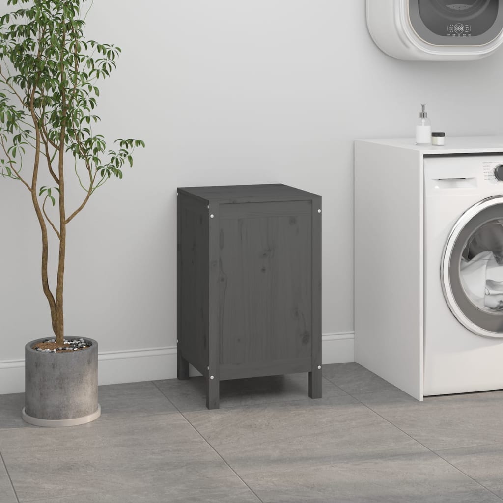 Box Na Prádlo Šedý Masivní Borové Dřevo