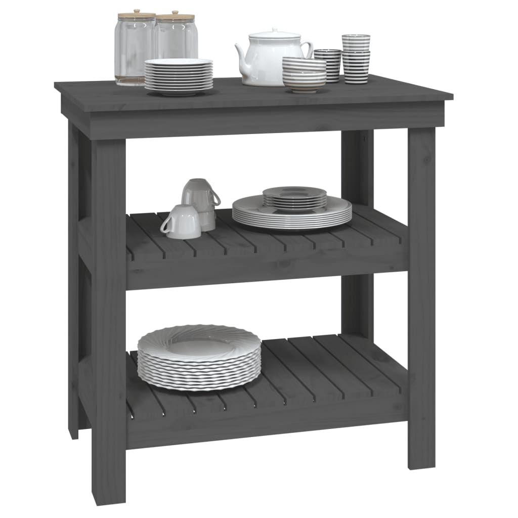 Dílenský Stůl Šedý 78,5 X 50 X 80 Cm Masivní Borové Dřevo