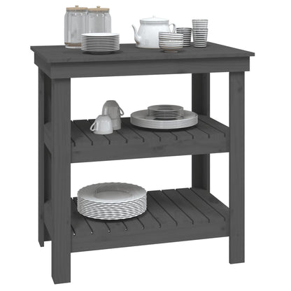 Dílenský Stůl Šedý 78,5 X 50 X 80 Cm Masivní Borové Dřevo