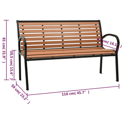 Zahradní Lavice Černá A Hnědá 116 Cm Ocel A Wpc